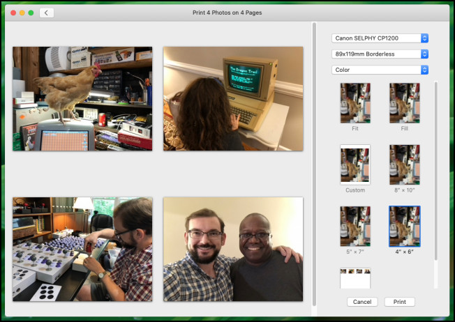 Print Dialog in Photos App Mac